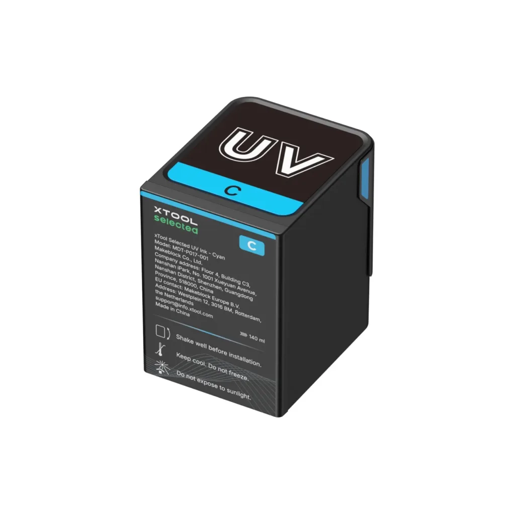 Cartucho de tinta UV cian xTool Selected de 125 ml