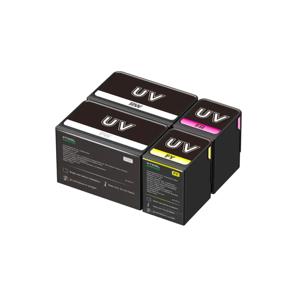 Pack de ampliación de tintas UV xTool: blancos rígido y flexible y fluorescentes