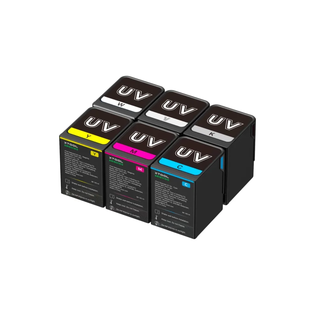 Pack esencial de tintas UV xTool Selected: CMYK, blanco y barniz