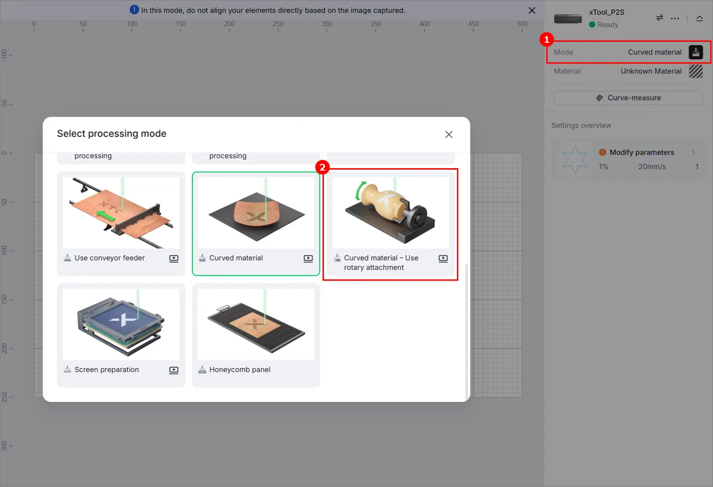 (xTool Studio) Cómo medir superficies giratorias con la serie xTool P2 (xTool Studio) Cómo medir superficies giratorias con la serie xTool P2