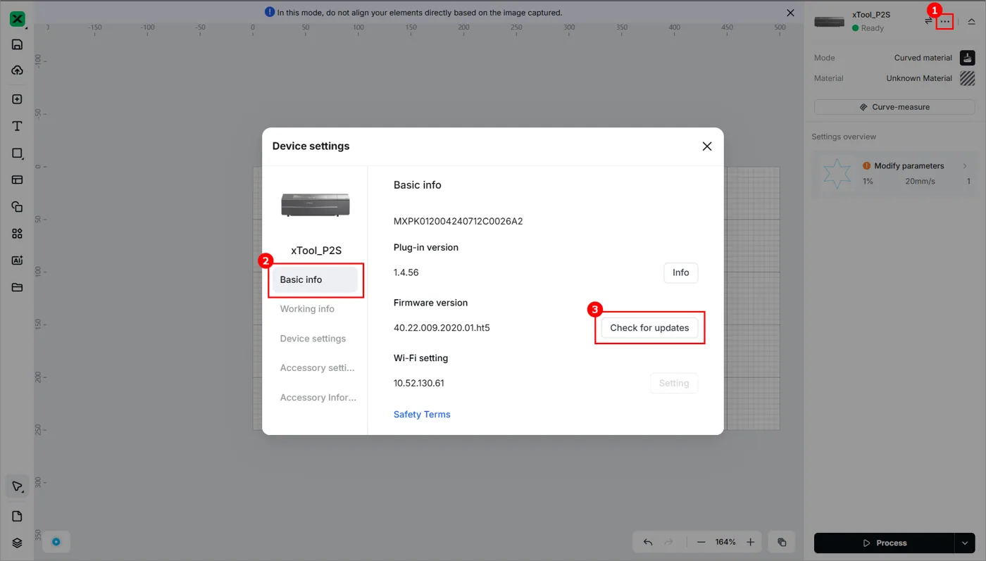 Actualizar el firmware de la xTool P2/P2S en xTool Studio Actualizar el firmware de la xTool P2/P2S en xTool Studio
