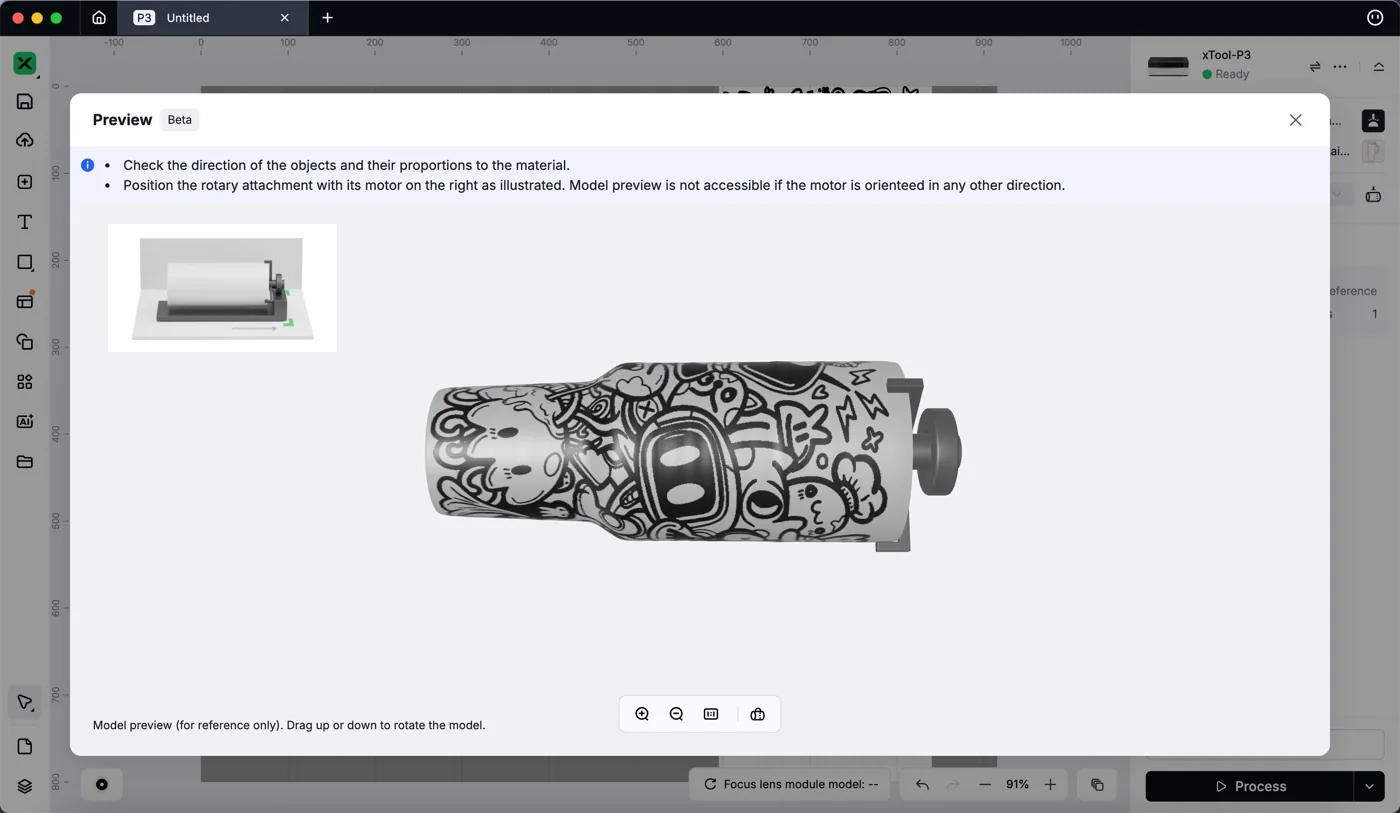 (xTool Studio) Usar el Rotary Attachment 3 (RA3) con la xTool P3 (xTool Studio) Usar el Rotary Attachment 3 (RA3) con la xTool P3