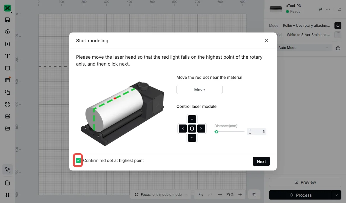 (xTool Studio) Usar el Rotary Attachment 3 (RA3) con la xTool P3 (xTool Studio) Usar el Rotary Attachment 3 (RA3) con la xTool P3