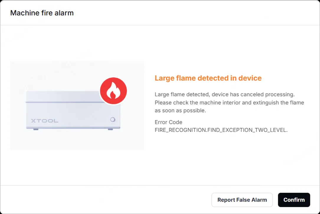 Solucionar la alarma de incendio de la xTool P3 Solucionar la alarma de incendio de la xTool P3