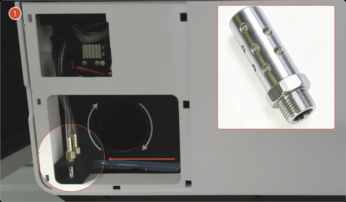 Sustituir el silenciador de plástico por una versión metálica para la bomba de aire de la xTool P3 Sustituir el silenciador de plástico por una versión metálica para la bomba de aire de la xTool P3