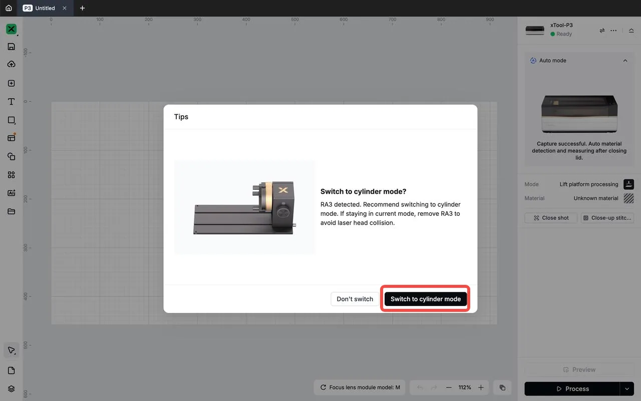 (xTool Studio) Usar el Rotary Attachment 3 (RA3) con la xTool P3 image.png