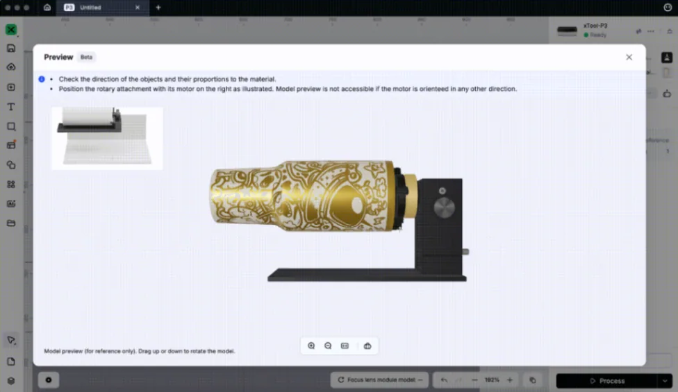 (xTool Studio) Usar el Rotary Attachment 3 (RA3) con la xTool P3 (xTool Studio) Usar el Rotary Attachment 3 (RA3) con la xTool P3