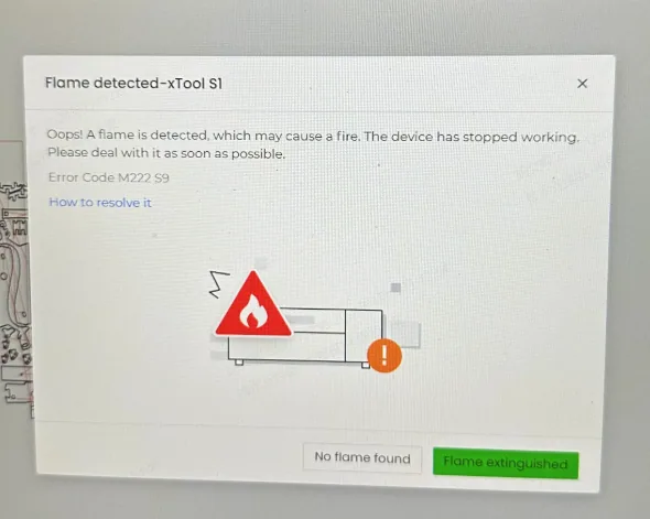 Solucionar la falsa alarma de llama en la S1 (Llama detectada | Código de error: M222 S9)
