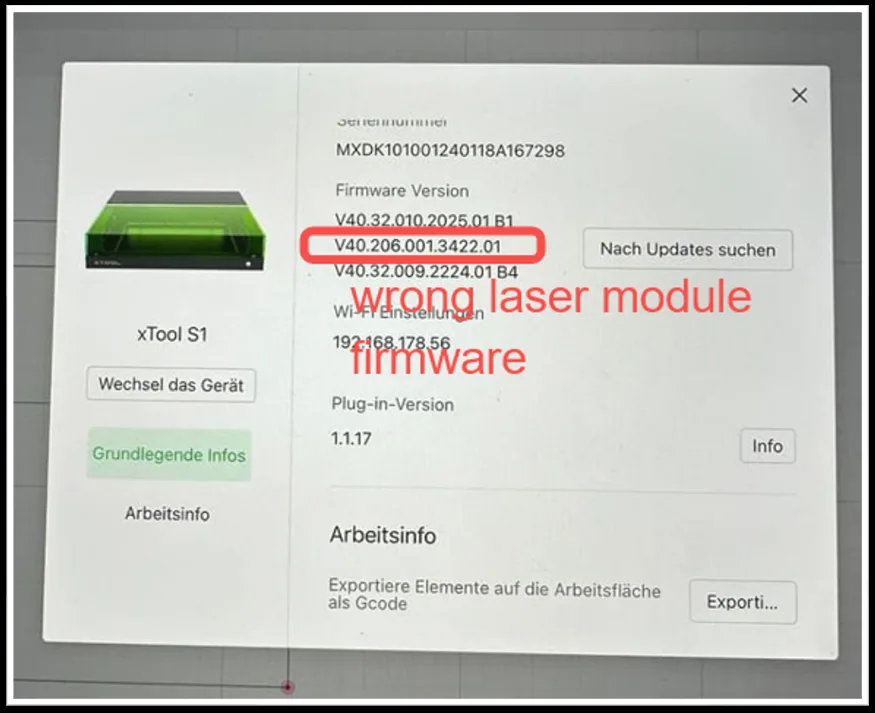 La xTool S1 no reconoce el módulo láser La xTool S1 no reconoce el módulo láser