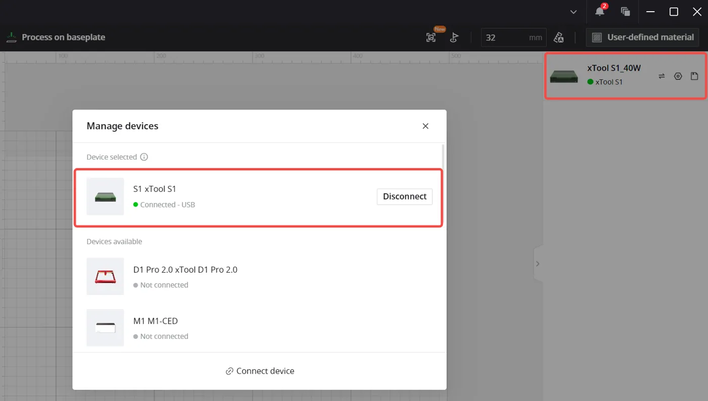 Cómo conectar xTool S1 por Wi-Fi o IP