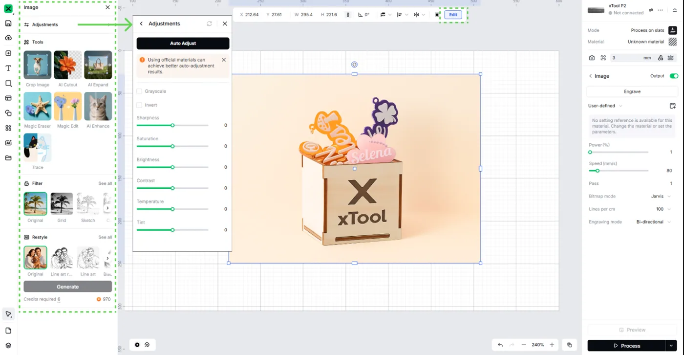 Edición de objetos en xTool Studio Edición de objetos en xTool Studio