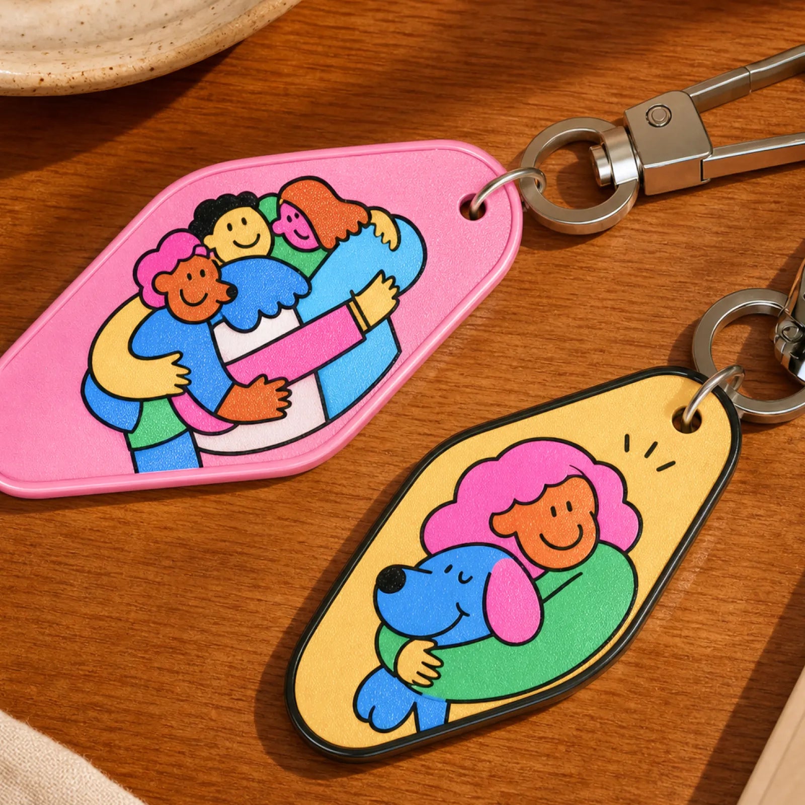 Llaveros personalizados con graficos UV DTF trasladados con Adhesive Transfer Film