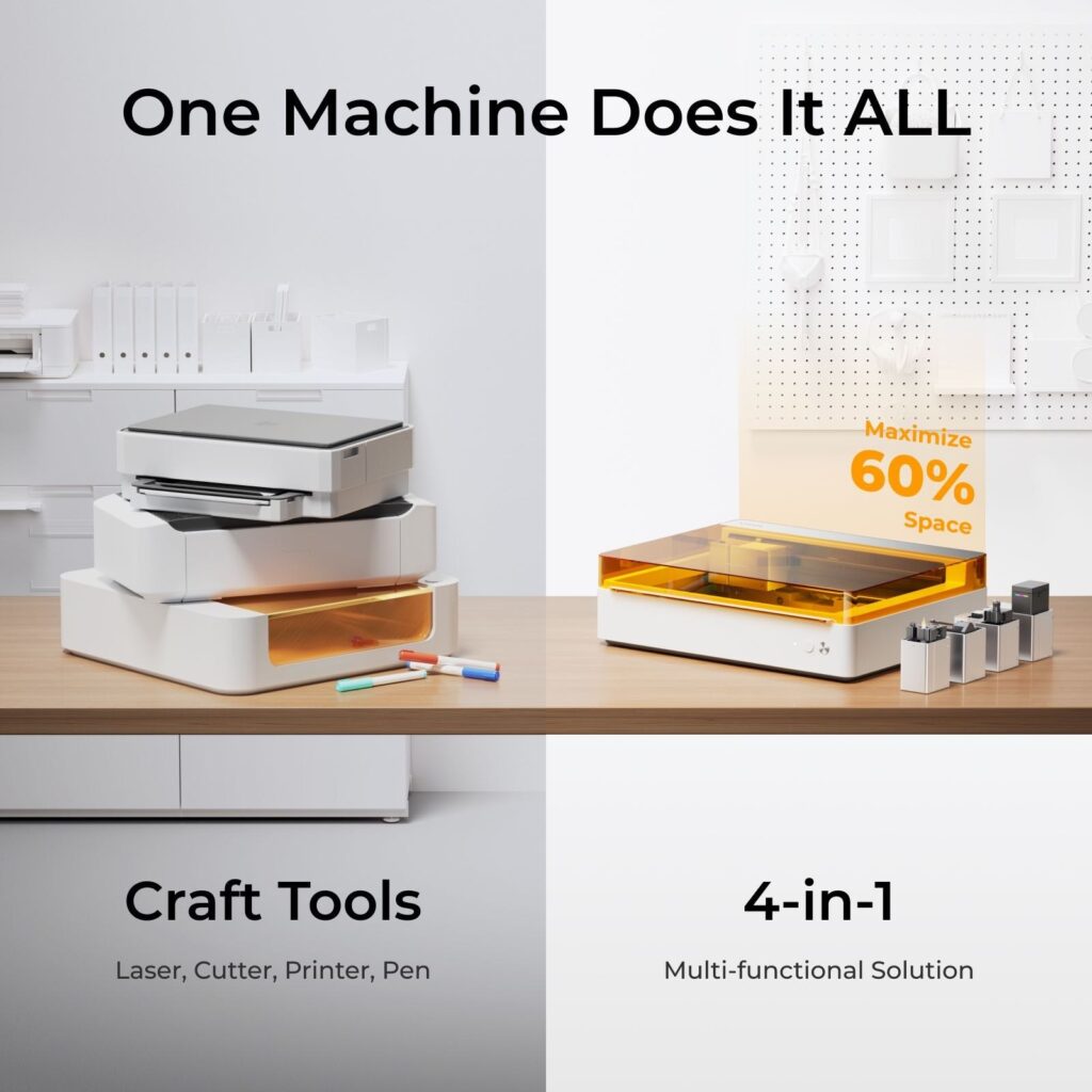 Una sola máquina xTool M1 Ultra frente a cuatro equipos separados