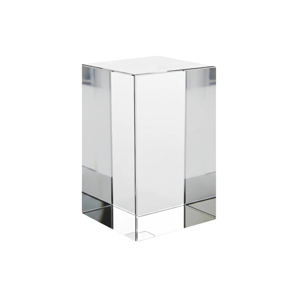 Bloque de cristal K9 rectangular de 50 x 50 x 80 mm para grabado interior con xTool F2 Ultra UV