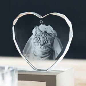 Corazón de cristal K5 facetado 80 mm, pack de 3 — grabado interior xTool F2 Ultra UV