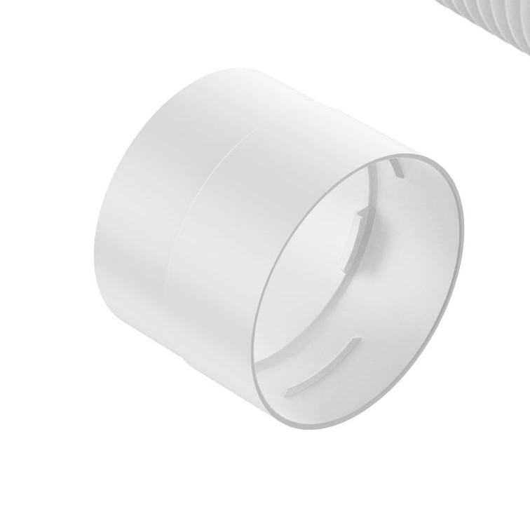 Manguito blanco del adaptador xTool M2, el que se conecta a la entrada del purificador de sobremesa