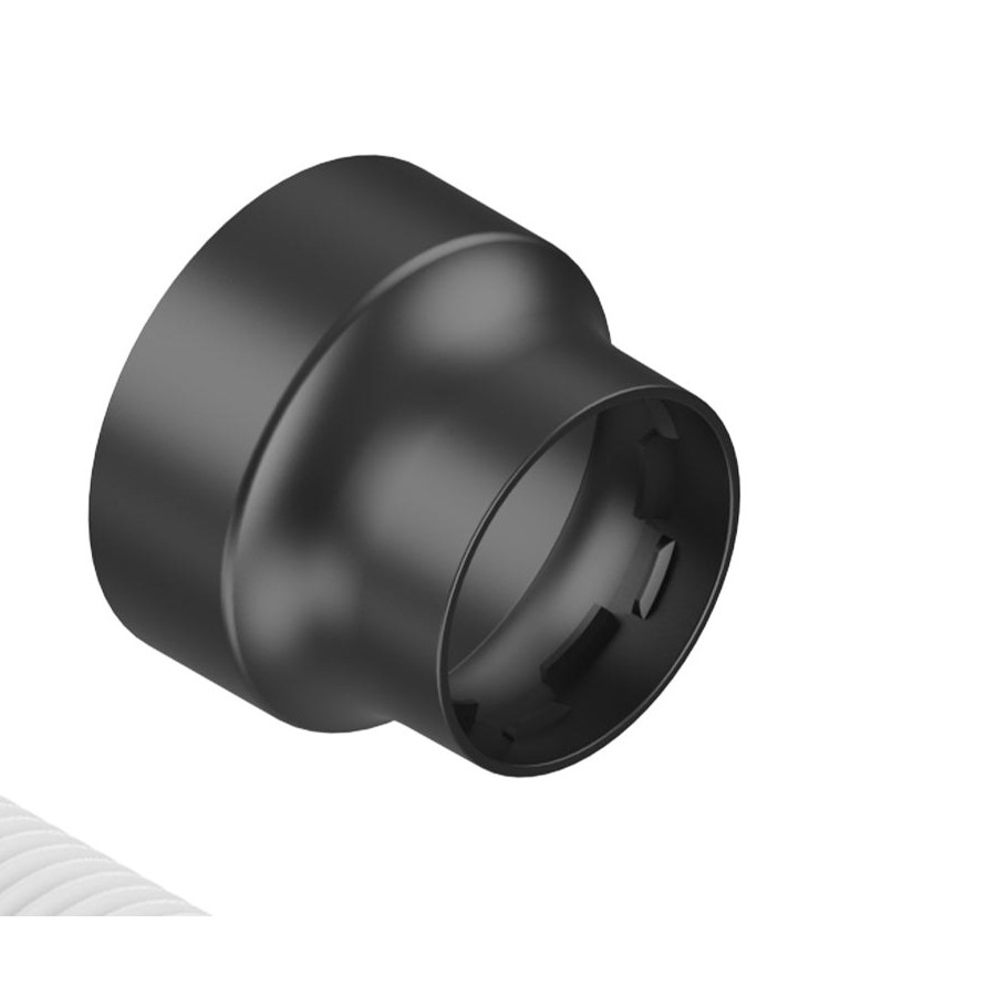 Manguito reductor negro del adaptador xTool M2, el que se conecta a la salida de humos de la maquina
