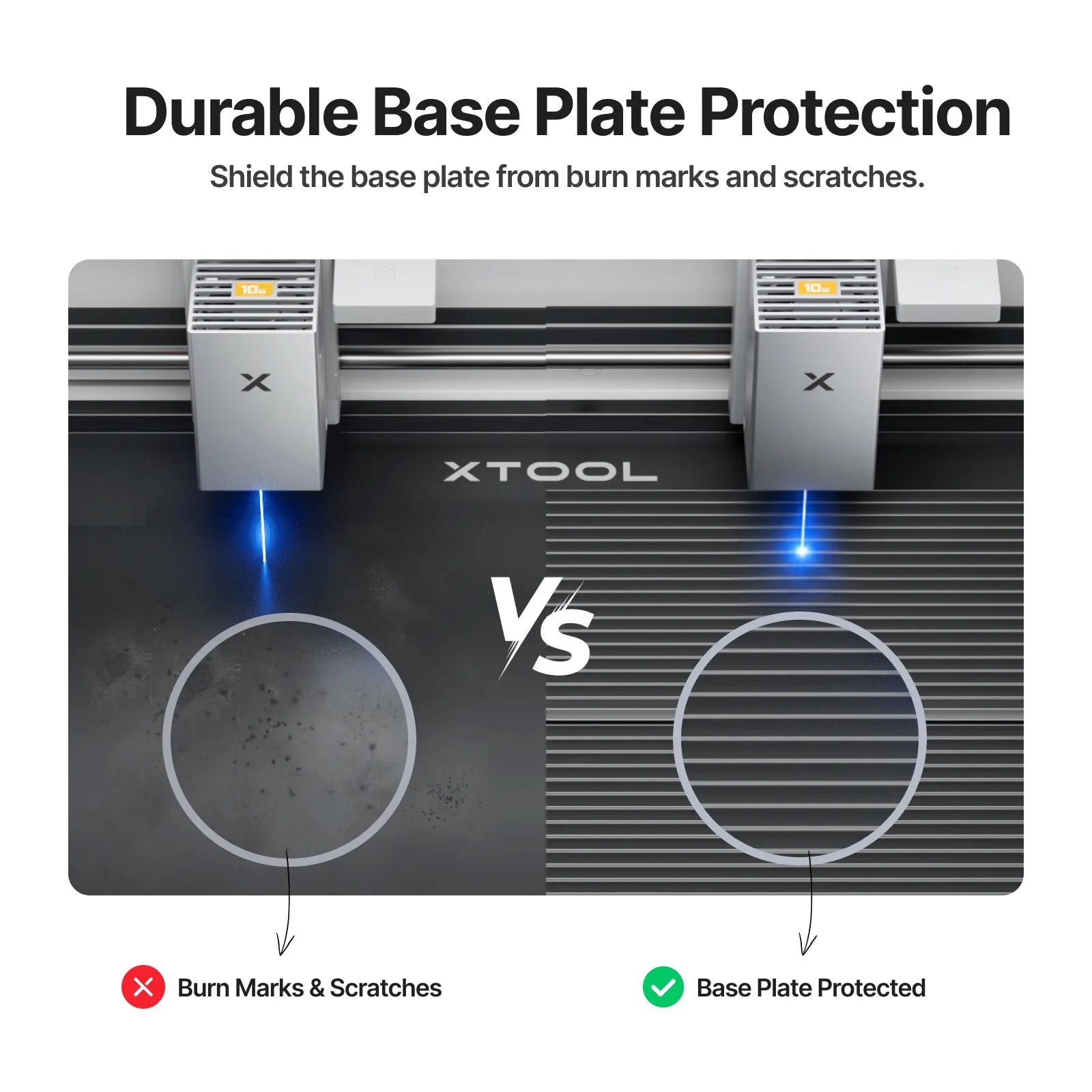 El panel CleanCut protege la bandeja base de la xTool M2 de quemaduras y arañazos
