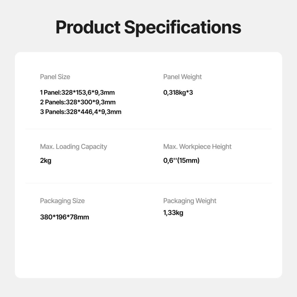 Especificaciones del xTool M2 CleanCut Panel