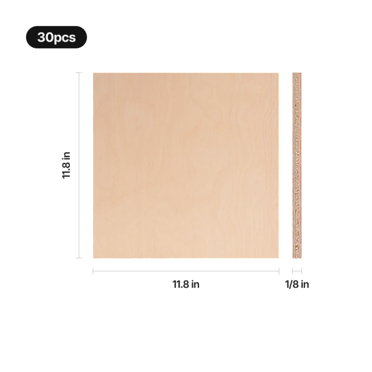 Contrachapado de abedul xTool 3 mm — 30 hojas de 30 × 30 cm