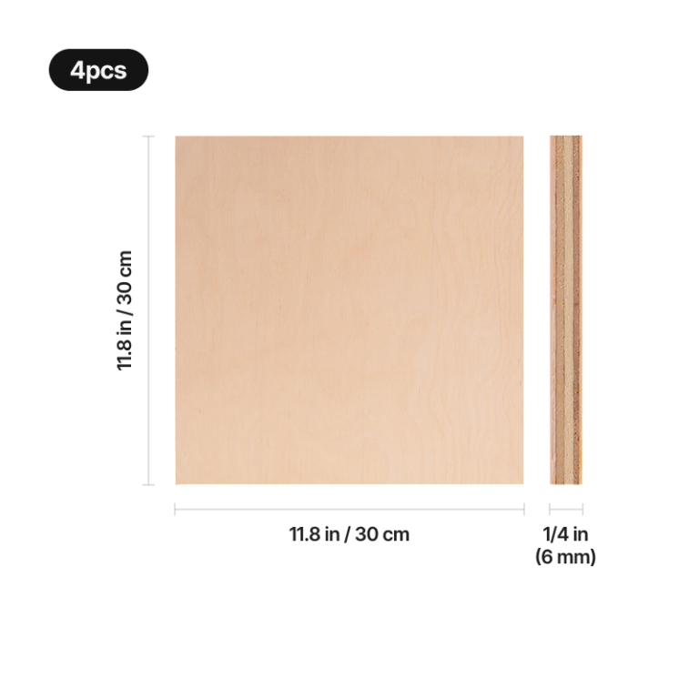 Contrachapado de abedul xTool 6 mm — 4 hojas de 30 × 30 cm