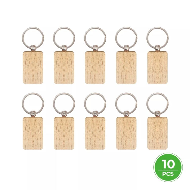 Llaveros de madera xTool rectangulares — 10 unidades con anilla
