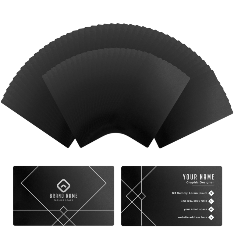 Tarjetas de visita de aluminio xTool negro brillante — 300 unidades de 86 × 54 mm