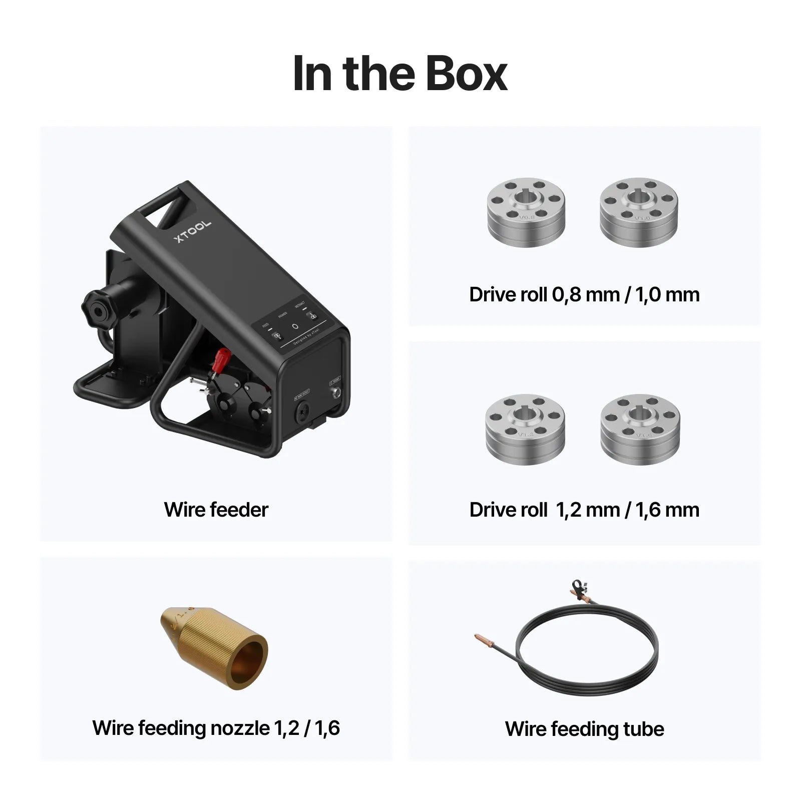 Contenido de la caja del alimentador de hilo xTool MetalFab
