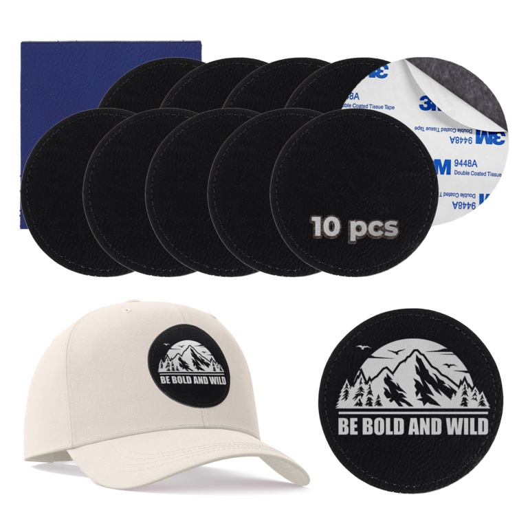Parches redondos de polipiel xTool 76 mm — negro a plata, 10 uds con adhesivo 3M