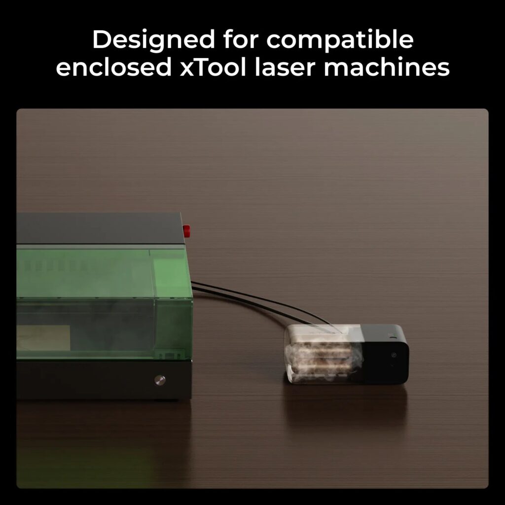 Kit contra incendios xTool conectado a una maquina laser cerrada de xTool