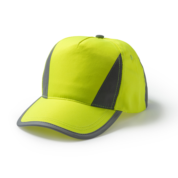 Gorra Stamina Balder amarillo fluor puesta