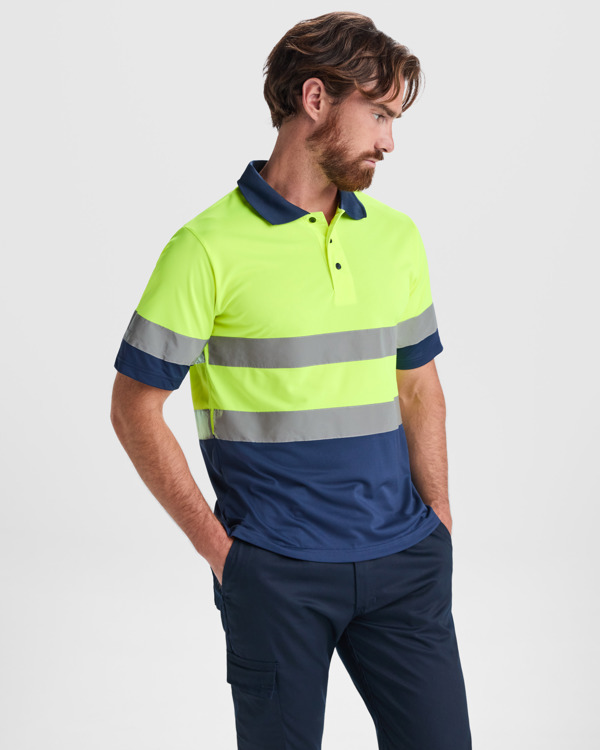 Polo alta visibilidad Roly Polaris amarillo fluor puesta