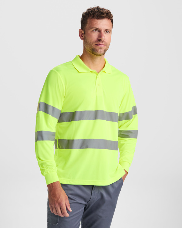 Polo alta visibilidad Roly Polaris L/S amarillo fluor puesta