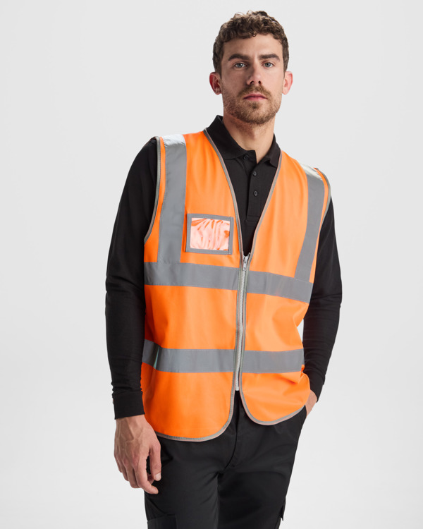 Chaleco alta visibilidad Roly Polux amarillo fluor puesta