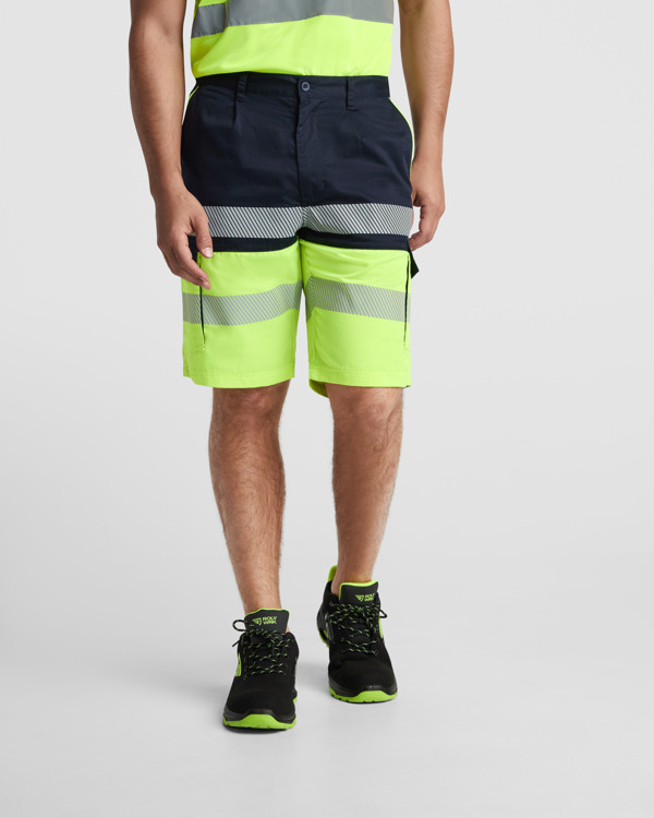 Camiseta alta visibilidad Roly Lada plomo/amarillo fluor puesta