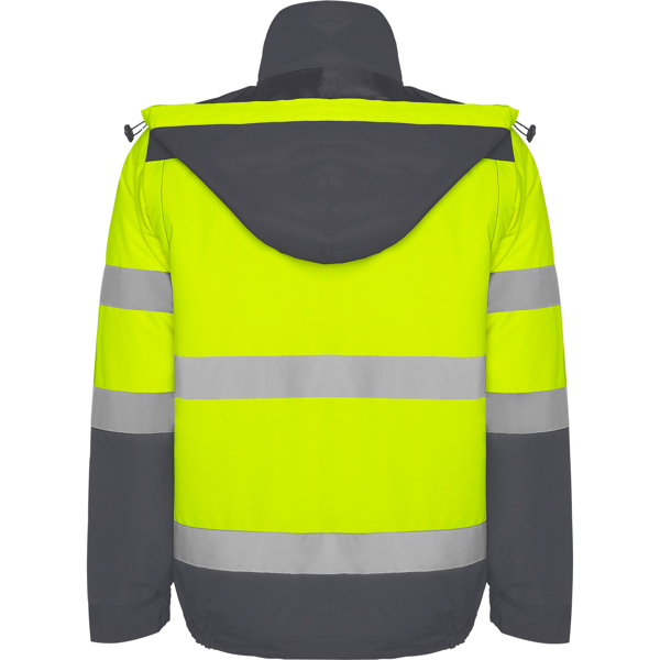 Camiseta alta visibilidad Roly Epsylon plomo/amarillo fluor espalda