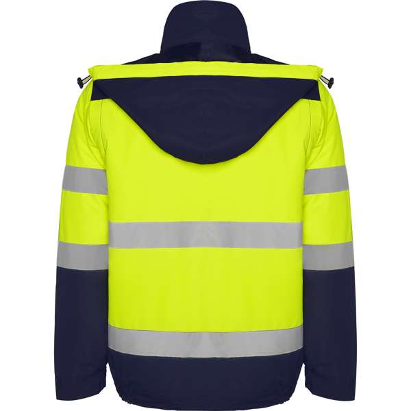 Camiseta alta visibilidad Roly Epsylon marino/amarillo fluor espalda