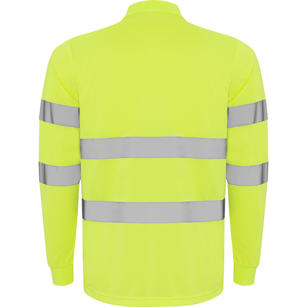 Polo alta visibilidad Roly Polaris L/S amarillo fluor espalda